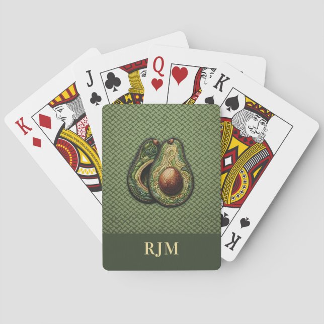 Avocado Lover Faux Embroidery Playing Cards (Back)
