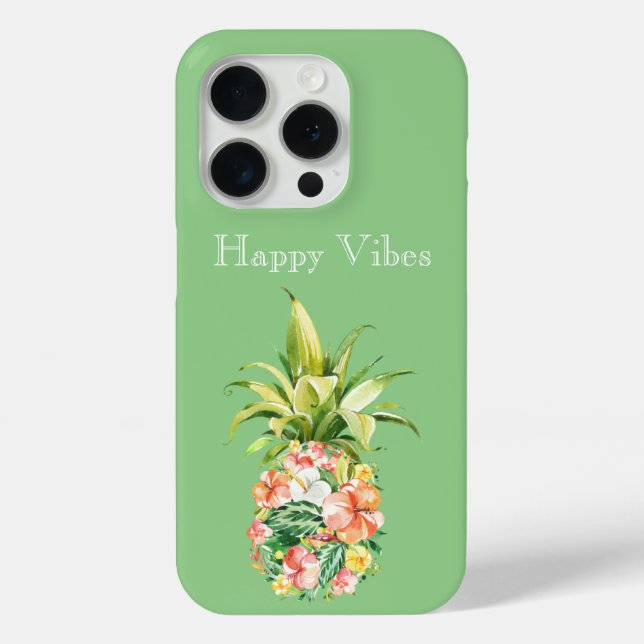Avocado Mint Green Tropical Floral Pineapple Case-Mate iPhone Case (Back)