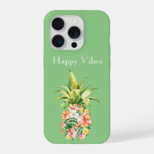 Avocado Mint Green Tropical Floral Pineapple iPhone 15 Pro Case