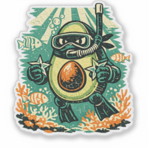 Avocado Ninja Snorkeler — Vintage Summer Ocean