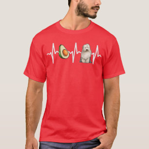 Avocado Old English Sheepdog Heartbeat Dog Lover T-Shirt