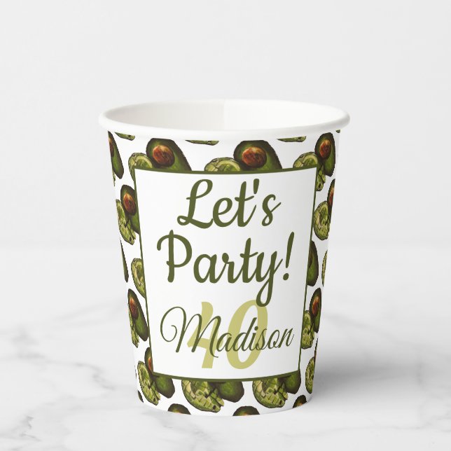 Avocado Paper Cups - Optional Personalisation (Left)