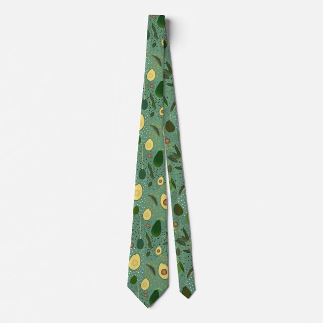 Avocado Party Pattern Tie (Front)
