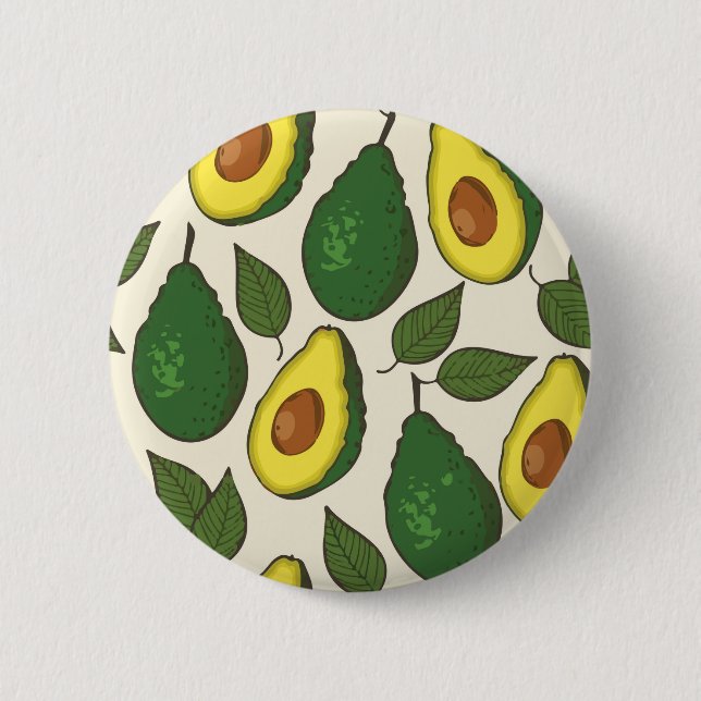 Avocado pattern 6 cm round badge (Front)
