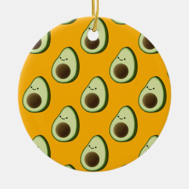 Avocado Pattern Ceramic Tree Decoration (Front)