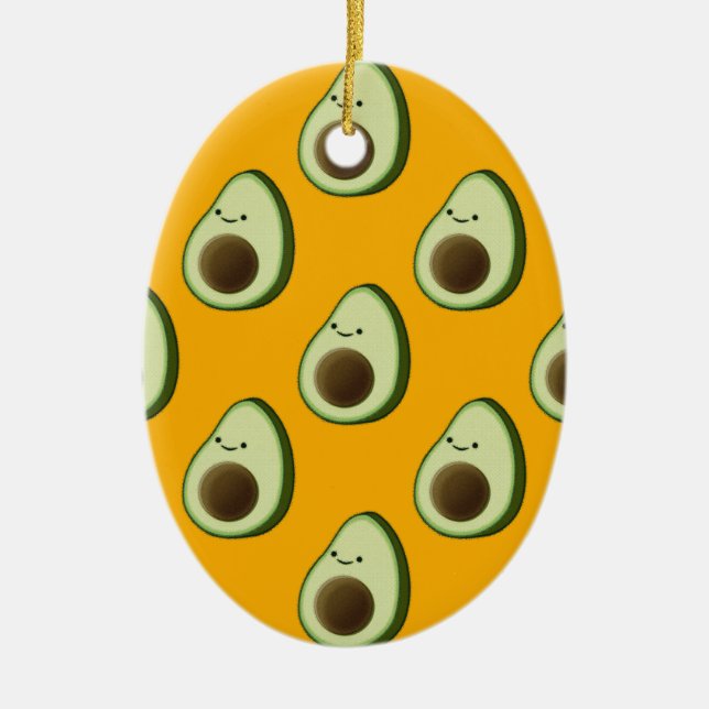 Avocado Pattern Ceramic Tree Decoration (Front)