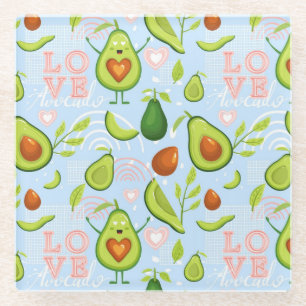 Avocado Pattern Glass Coaster