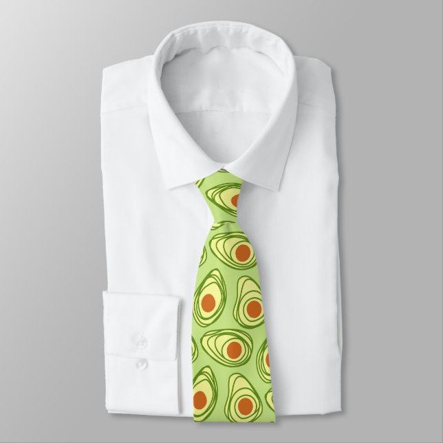 Avocado pattern green funny healthy fat tie (Tied)