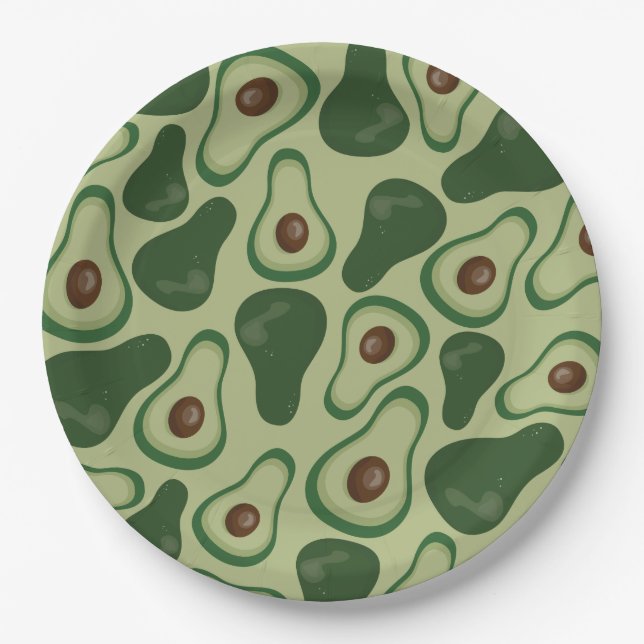 Avocado pattern paper plate (Front)