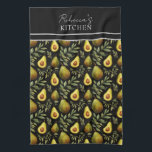 Avocado Pattern Personalised Kitchen  Tea Towel<br><div class="desc">Repeat pattern avocado custom name option. Add your own name for a unique apron.</div>