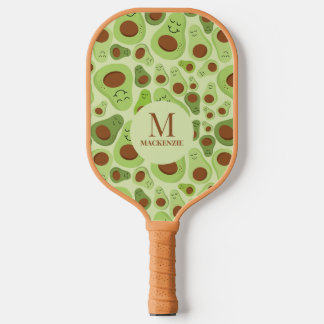 Avocado Pattern with Monogram Pickleball Paddle