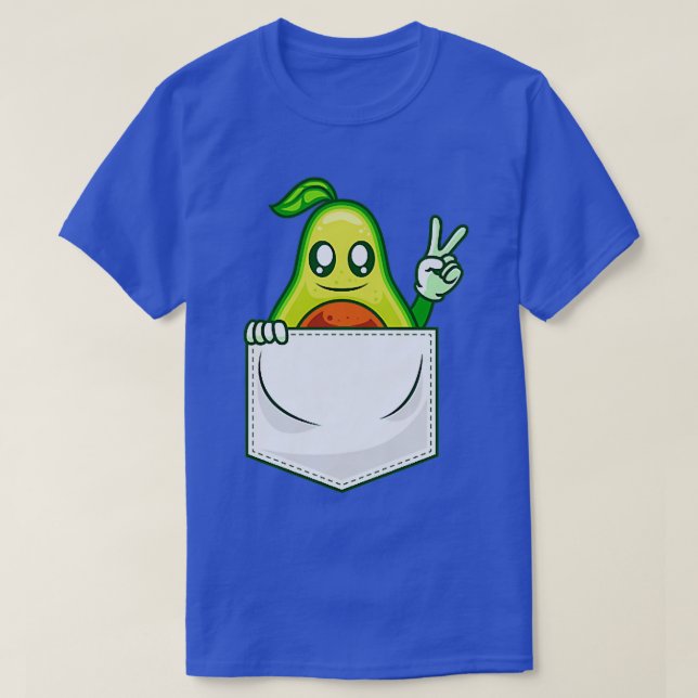 Avocado Peace Sign Chest Pocketpocket Fun T-Shirt (Design Front)
