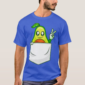 Avocado Peace Sign Chest Pocketpocket Fun T-Shirt