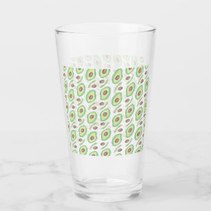 Avocado Pits Slices Fruit Hand Drawn Pattern Glass