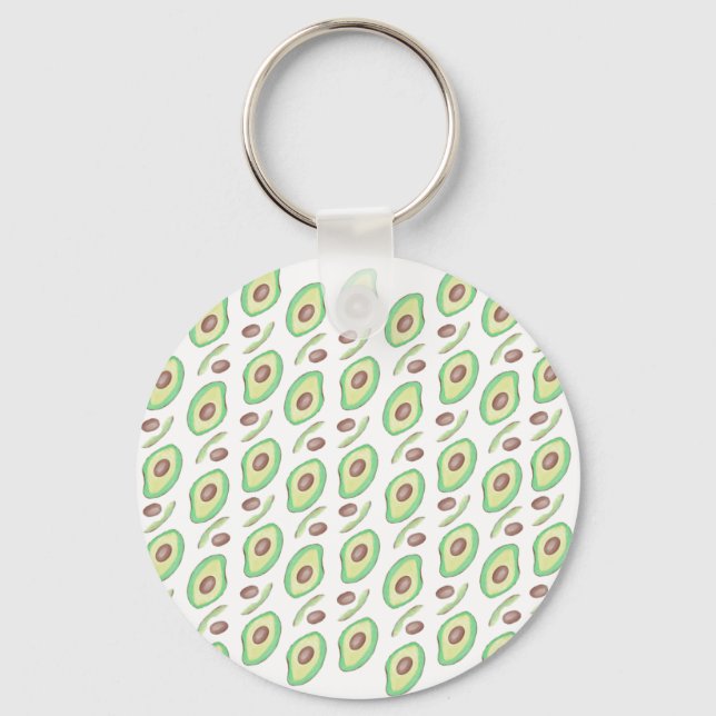 Avocado Pits Slices Fruit Hand Drawn Pattern   Key Ring (Front)