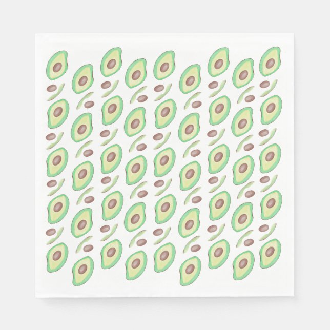 Avocado Pits Slices Fruit Hand Drawn Pattern    Napkin (Front)