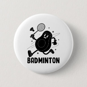 Avocado Playing Badminton Healthy Vegetarian Food 6 Cm Round Badge