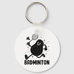 Avocado Playing Badminton Healthy Vegetarian Food Key Ring