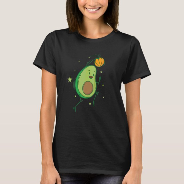Avocado Playing Basketball T-Shirt (Front)