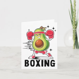Avocado Playing Boxing Healthy Vegetarian Food  Card