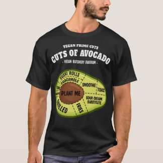 Avocado Prime Cuts Funny Vegan Butcher & Avocado E T-Shirt