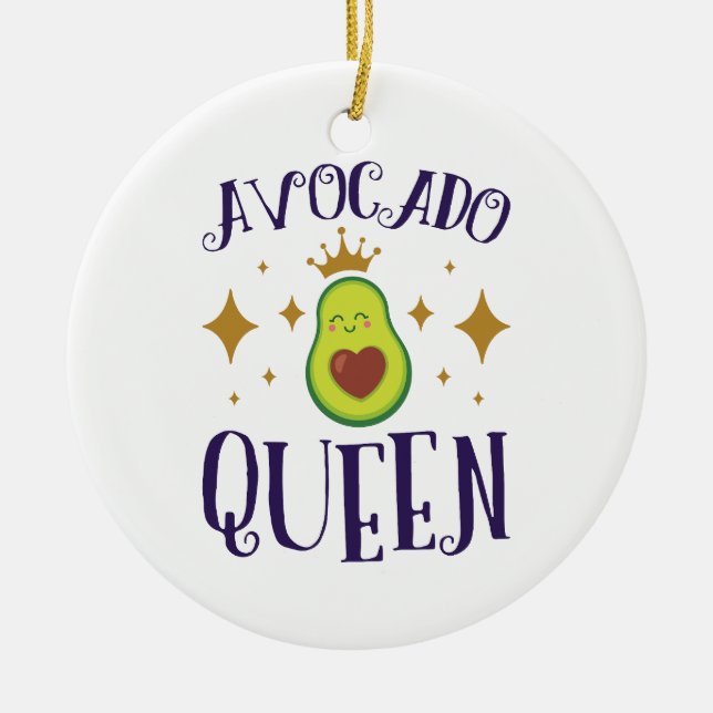 Avocado Queen Ceramic Tree Decoration (Front)
