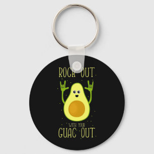 Avocado Rock Out With Your Guac Out Key Ring