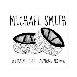 Avocado Roll Japanese Food Sushi Foodie Address Rubber Stamp