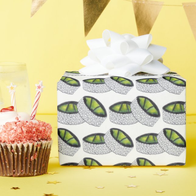 Avocado Roll Japanese Restaurant Sushi Food Foodie Wrapping Paper (Birthday Party)