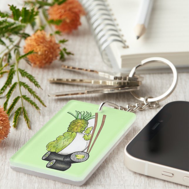 Avocado Rolls Wasabi Sushi Japanese Food Dinner Key Ring (Front Right)