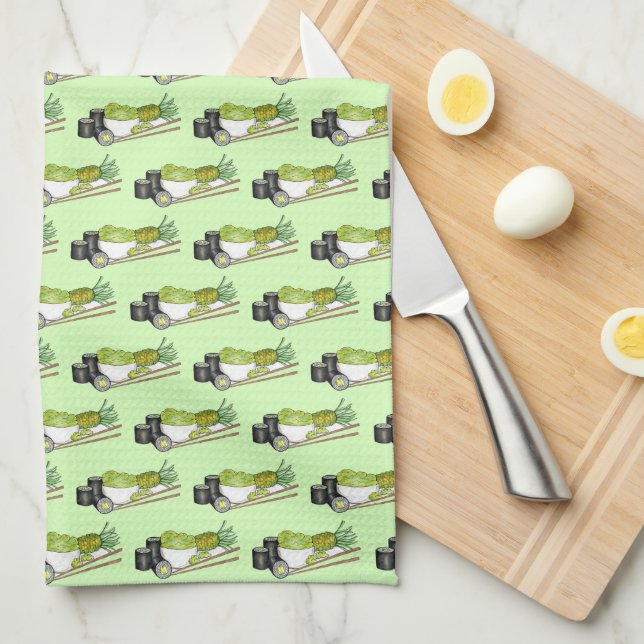 Avocado Rolls Wasabi Sushi Japanese Food Dinner Tea Towel (Quarter Fold)