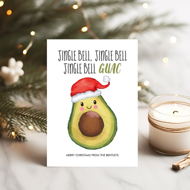 Avocado Santa Jingle Bell Guac Christmas Holiday Card (Creator Uploaded)