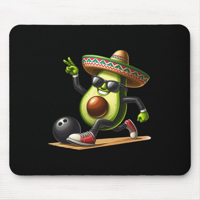 Avocado Showing Bowling Skills Cinco De Mayo Funny Mouse Mat (Front)