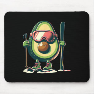 Avocado Skier With Goggles Ski Poles Snow Boots Mouse Mat