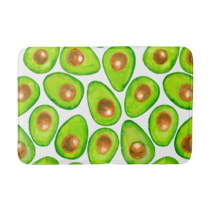 Avocado slices watercolor bath mat