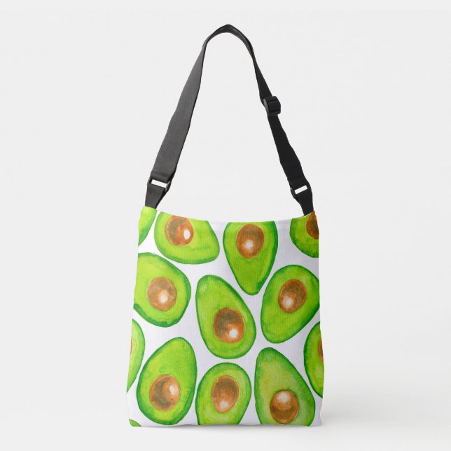 Avocado slices watercolor crossbody bag (Front)