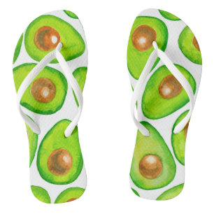 Avocado slices watercolor flip flops