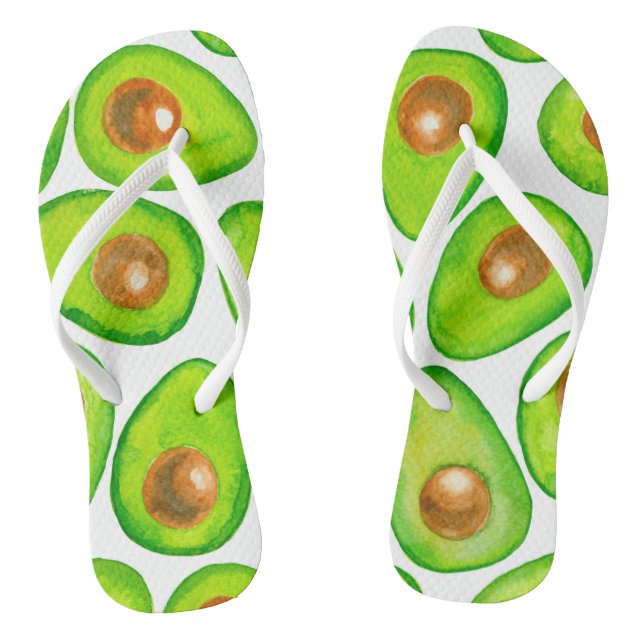 Avocado slices watercolor flip flops (Footbed)