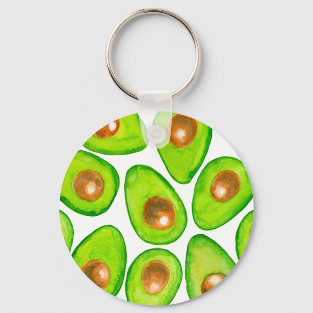 Avocado slices watercolor key ring (Front)