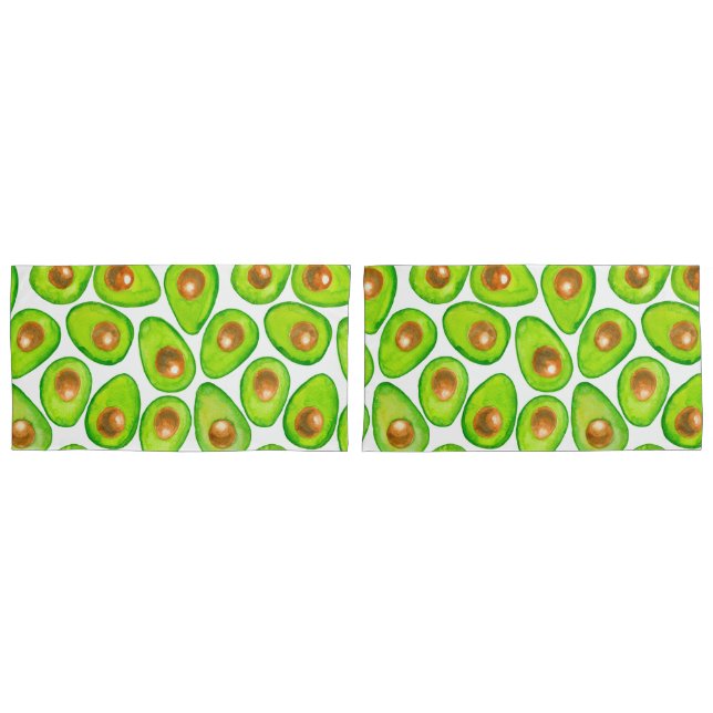 Avocado slices watercolor pillowcase (Front-Set)