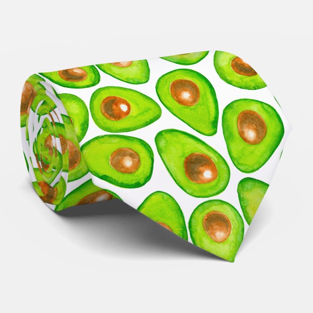 Avocado slices watercolor tie (Rolled)