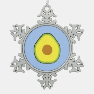 Avocado Snowflake Pewter Christmas Ornament