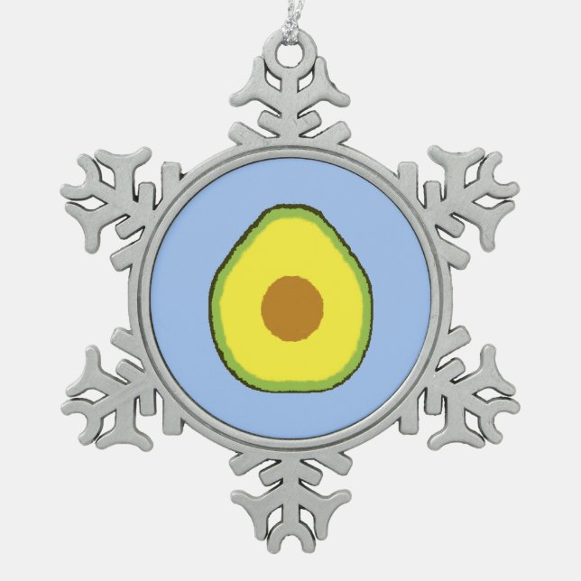 Avocado Snowflake Pewter Christmas Ornament (Front)