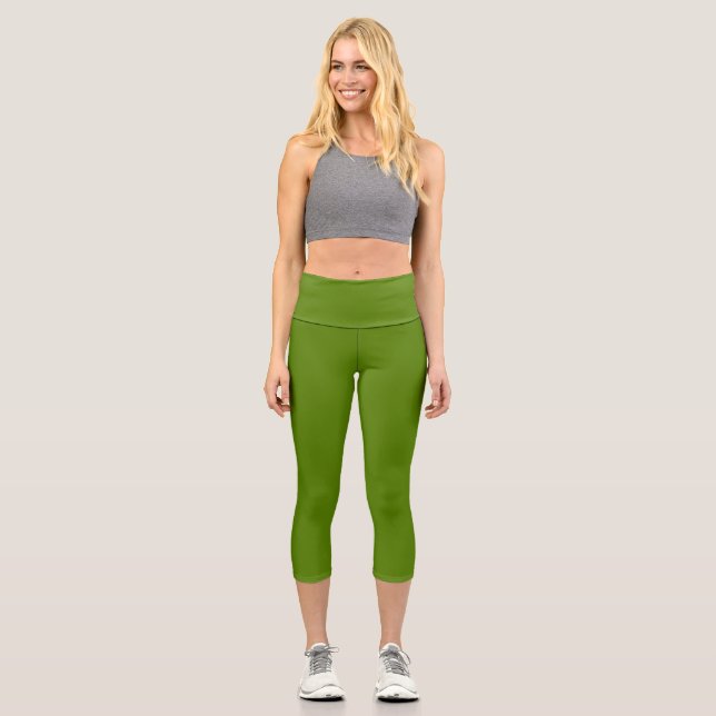 Avocado (solid colour) capri leggings (Front)