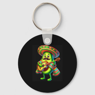 Avocado Sombrero Guitar Cinco De Mayo Boys Kids Me Key Ring