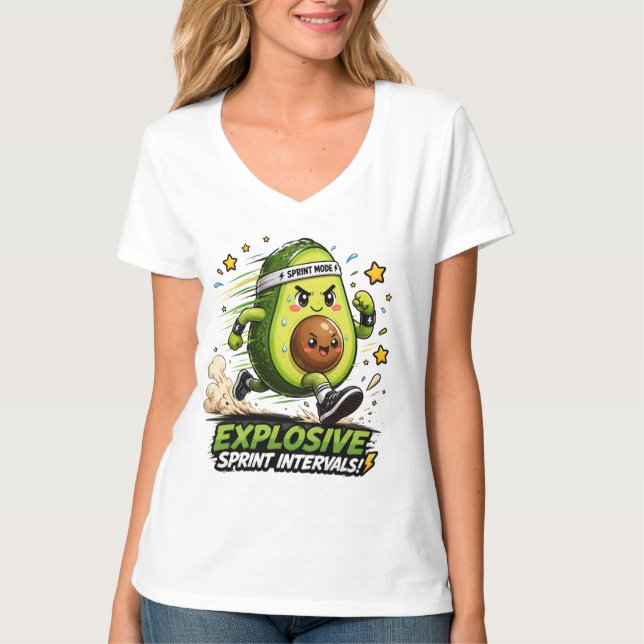 Avocado Sprint Mode Cardio Runner Fitness Tee (Front)