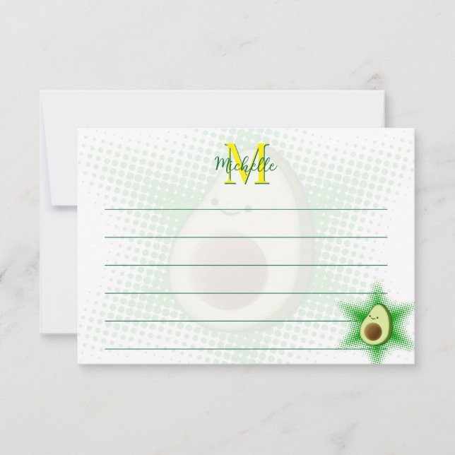 Avocado Superstar Custom Monogram Lined Card (Front)