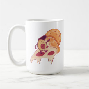 Avocado Surfing on a Slice of Pizza Summer Version Coffee Mug