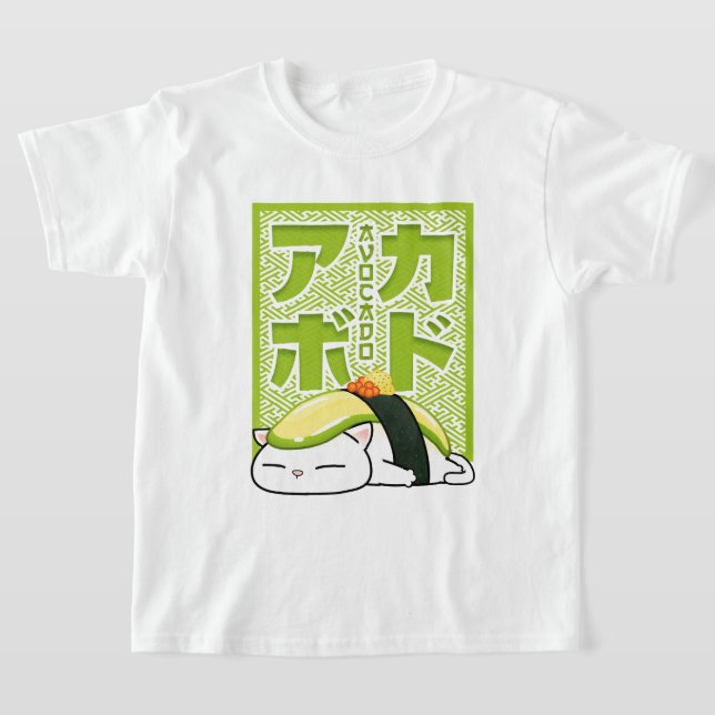 Avocado Sushi Cat T-Shirt (Laydown)