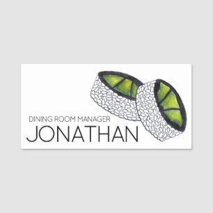 Avocado Sushi Roll Japanese Food Restaurant Name Tag